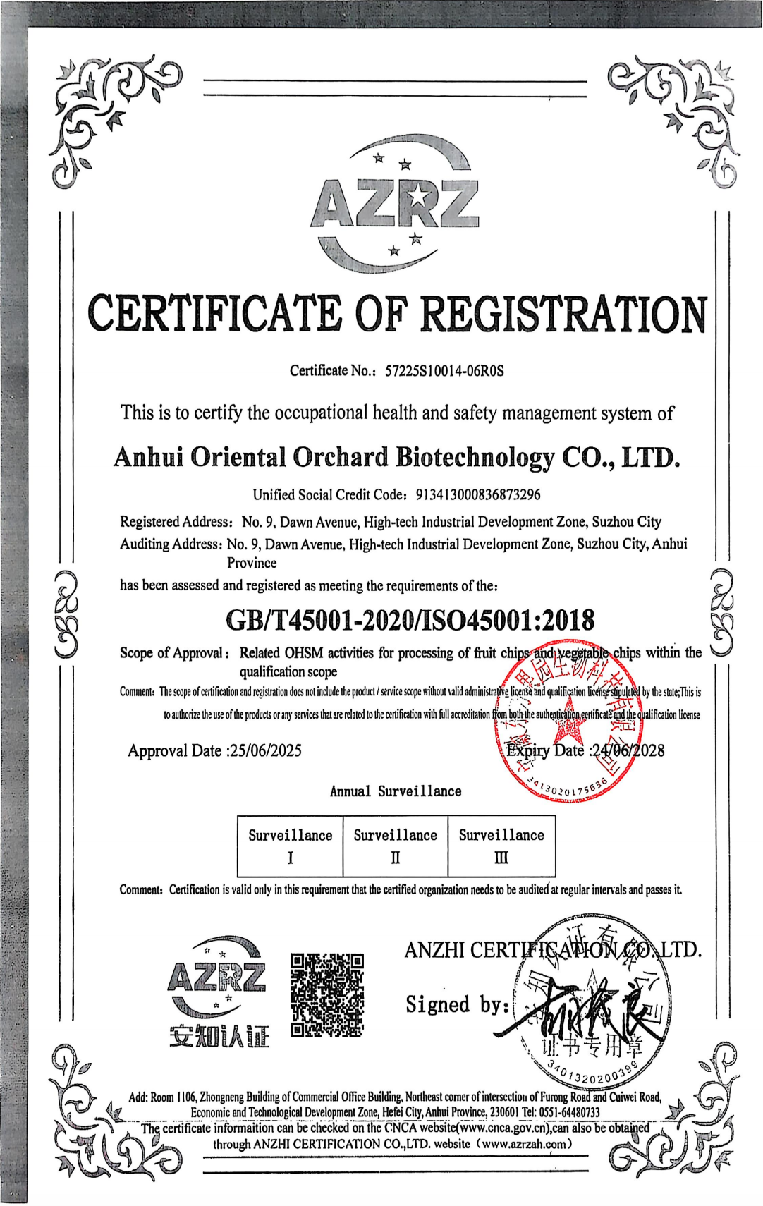 ISO 45001 certificate